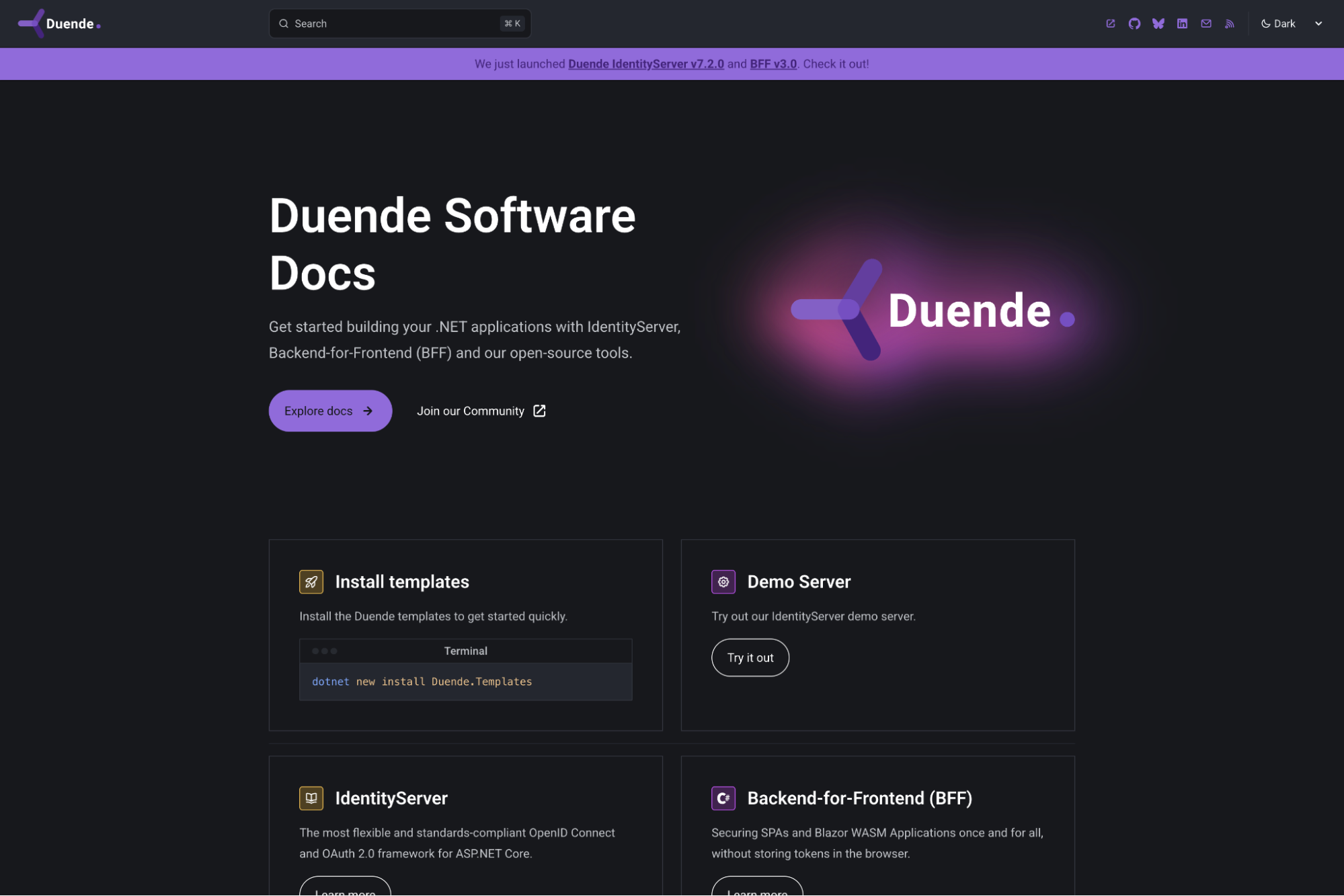 Updated documentation for Duende IdentityServer, BFF, …